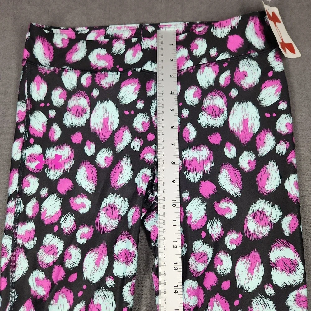 Under Armour Leggings Girl's Size Large Heatgear‎ Black Printed Leggings NWT
